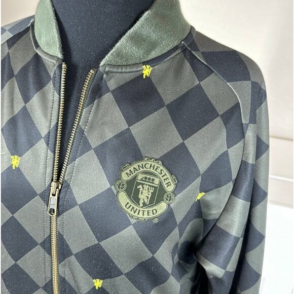 Nike Manchester United Soccer Club Zip Up Jacket Green Black Checkered Size S - Picture 5 of 13